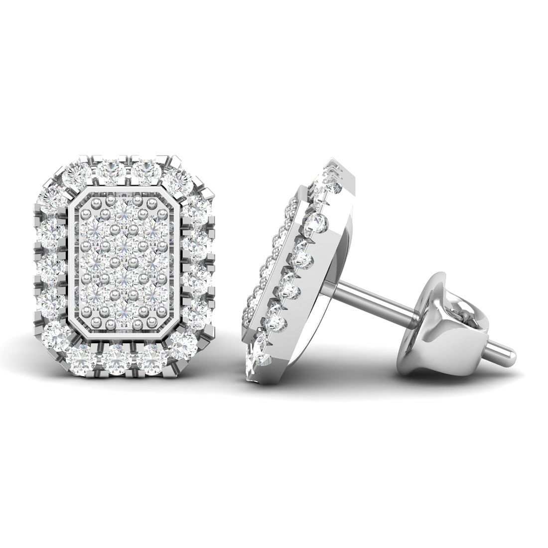 14k White Gold Pear Diamond Earrings For Women