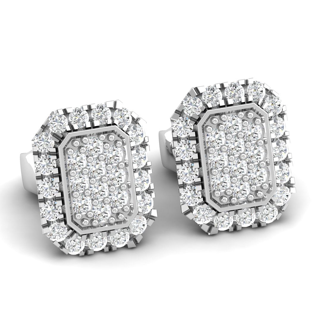 14k White Gold Pear Diamond Earrings For Women
