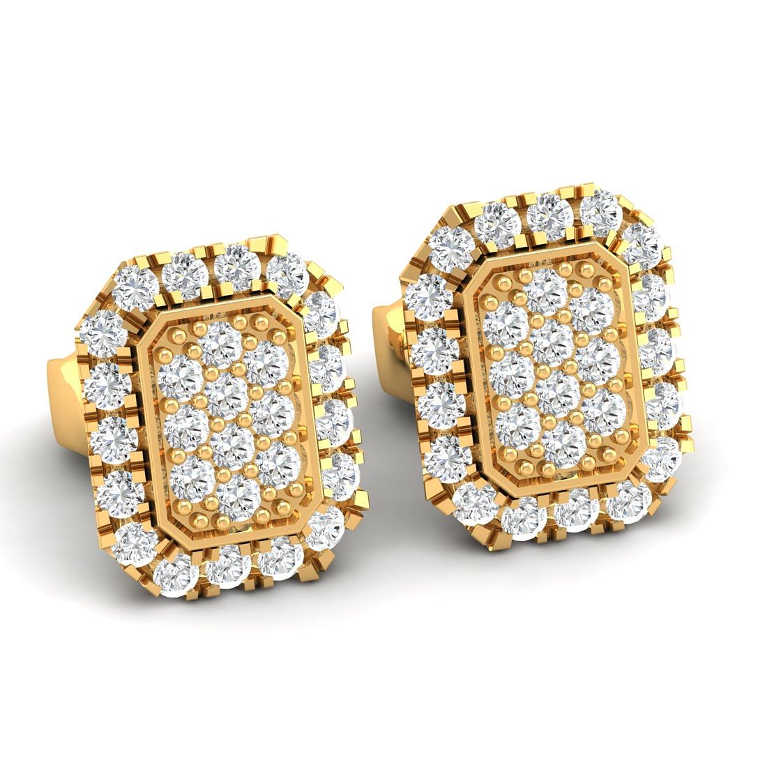 14k Yellow Gold Pear Diamond Earrings For Women