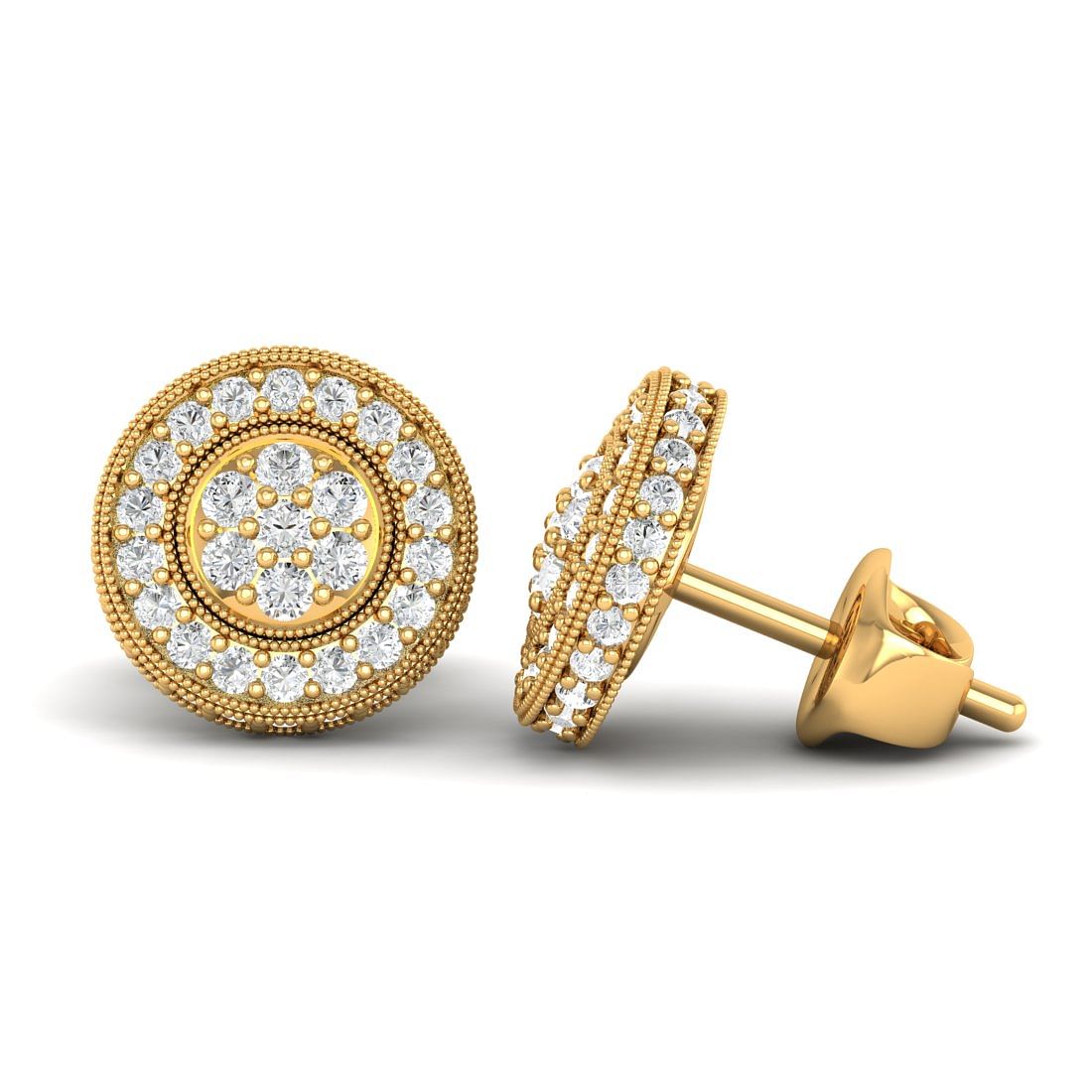 Yellow Gold Jagvi Diamond Earrings For Women