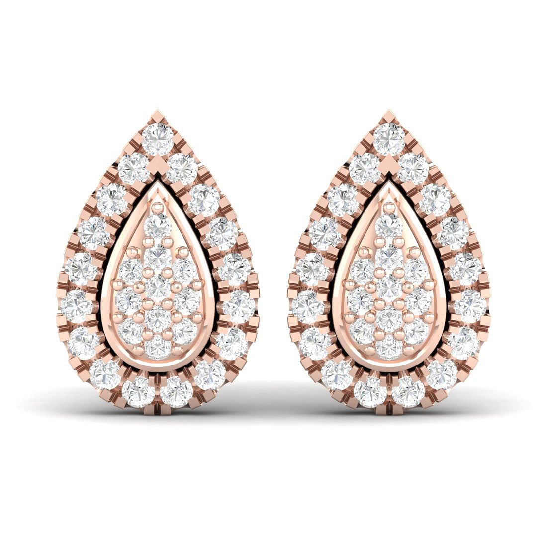 18k Rose Gold Petal Fleur Diamond Earrings For women