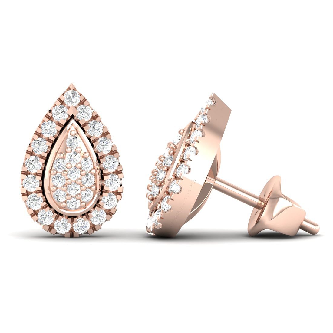 18k Rose Gold Petal Fleur Diamond Earrings For women