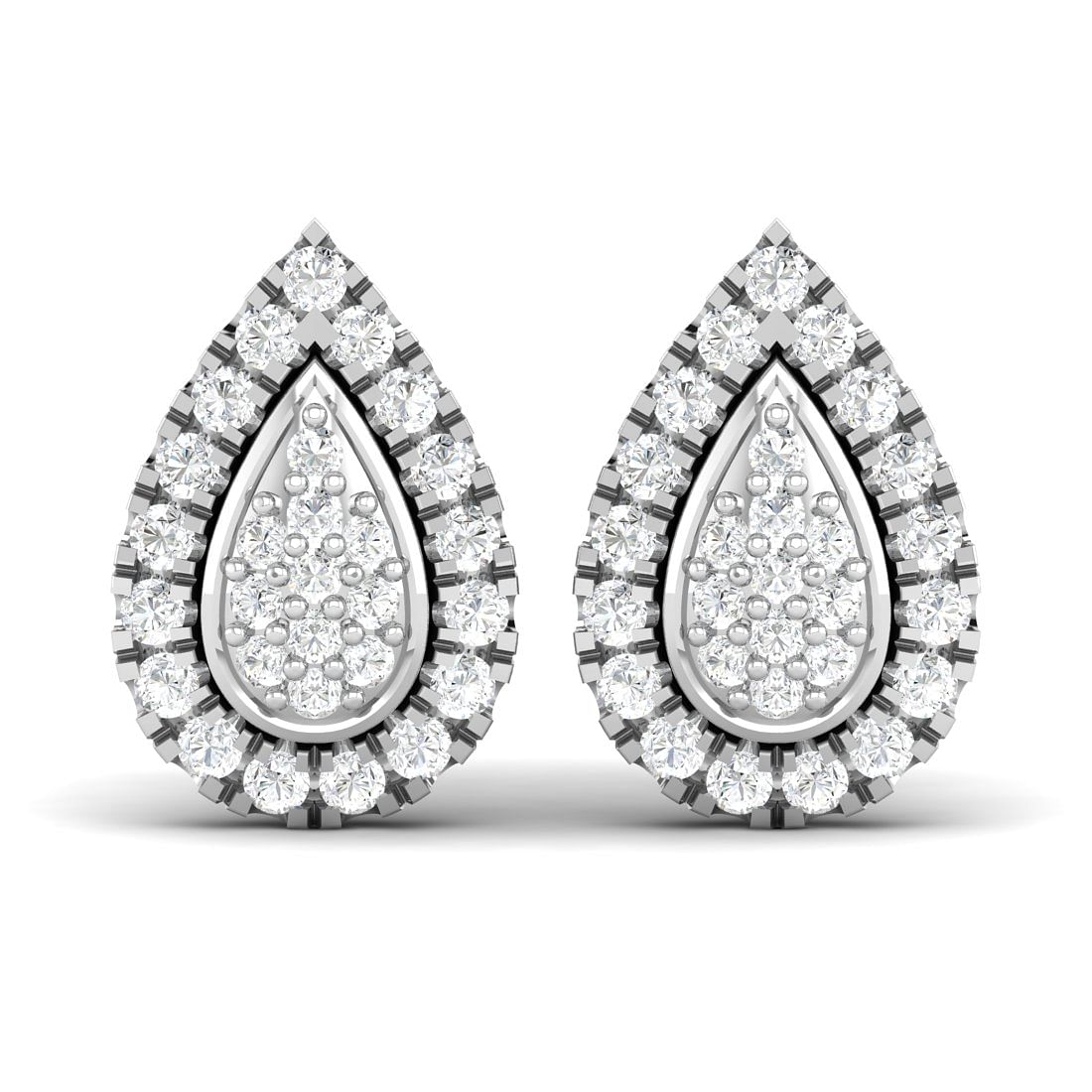 White Gold Petal Fleur Diamond Earrings For women