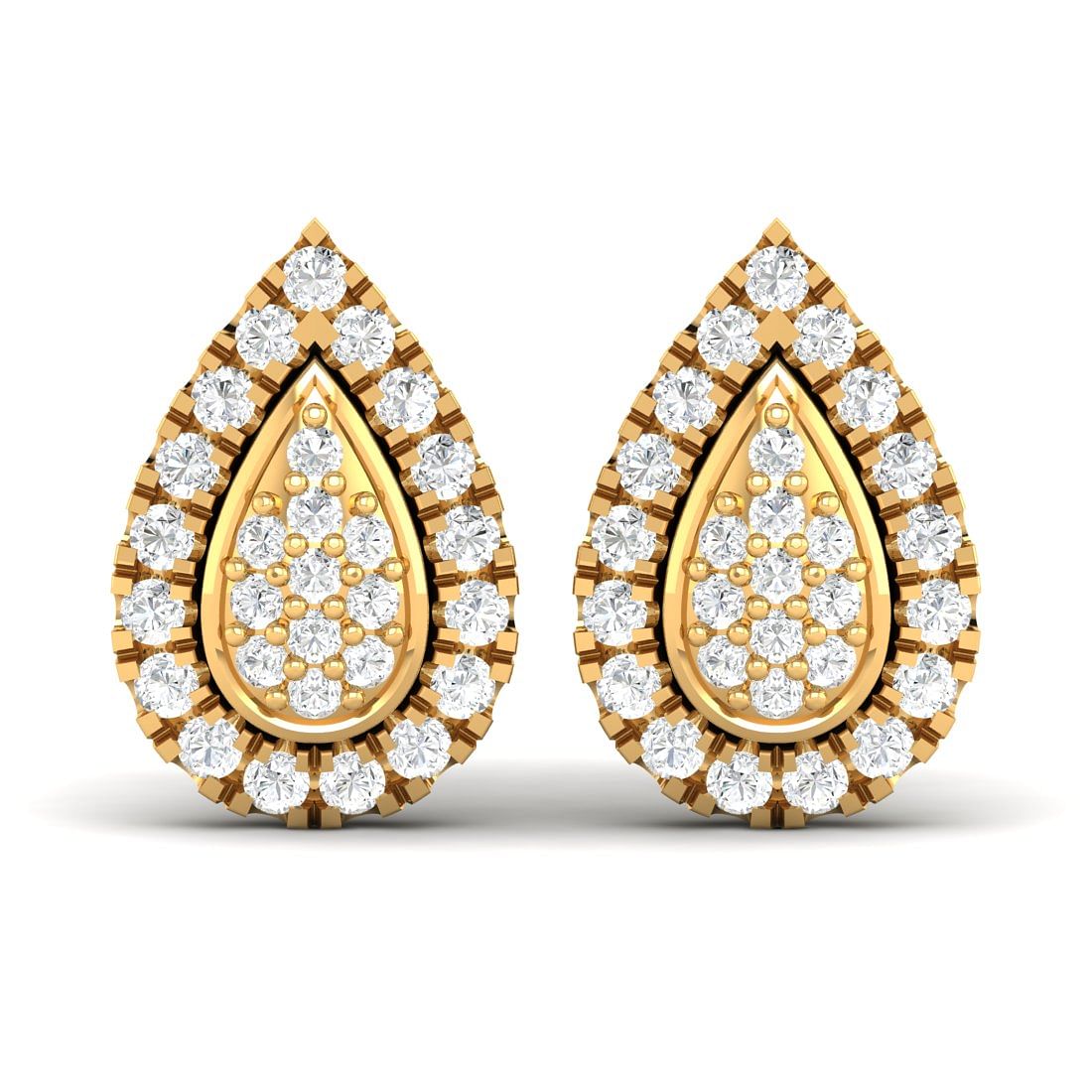 Yellow Gold Petal Fleur Diamond Earrings For women