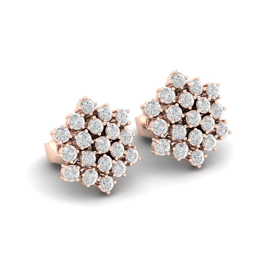 Rose Gold Flower Diamond Cluster stud earring for women