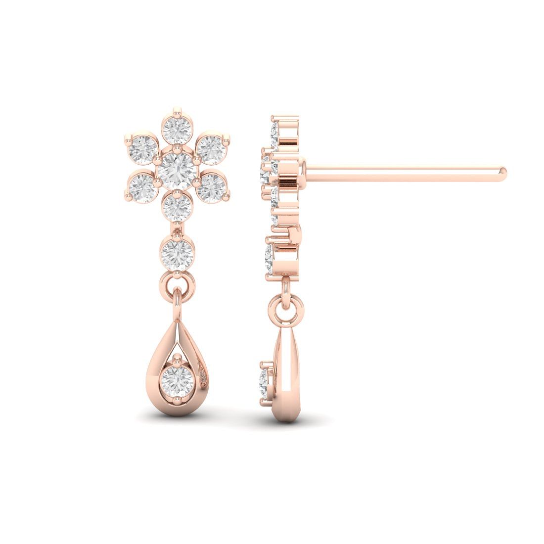 14k Rose Gold Eline Diamond Earrings For Her