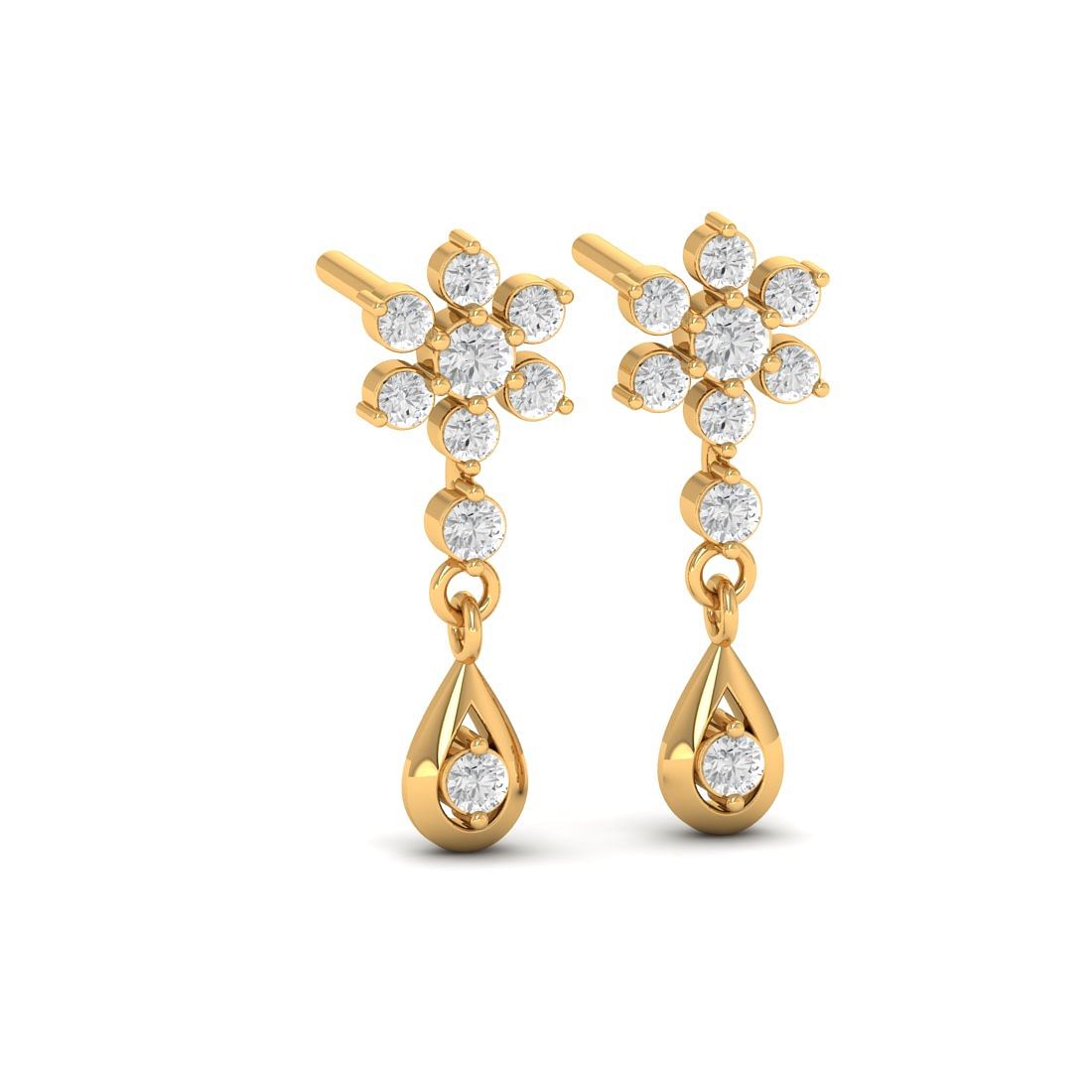 14k Yellow Gold Eline Diamond Earrings For Her