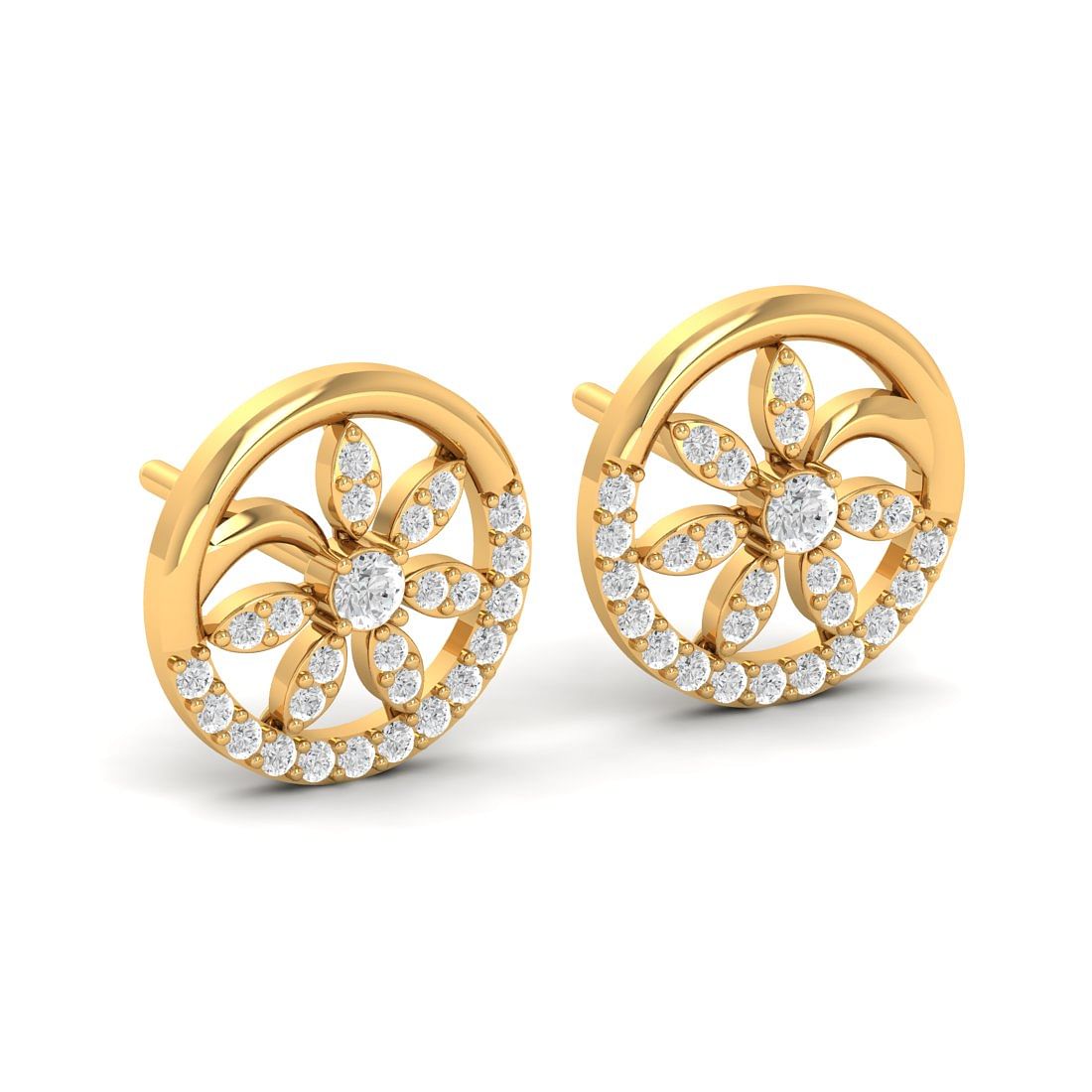 Yellow Gold Aalia Drop Diamond Earrings For Women