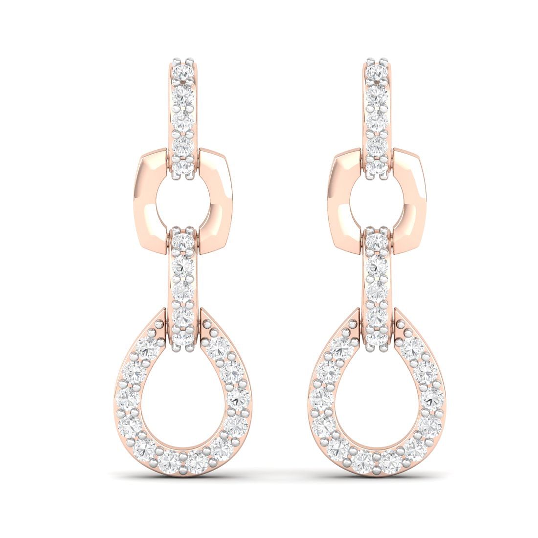 10k Rose Gold Drops Of Heaven Diamond Earrings For Gift
