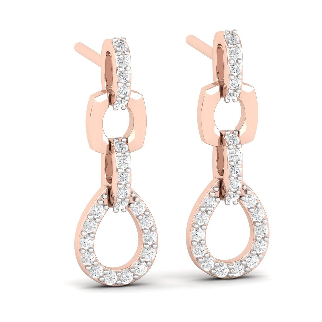 10k Rose Gold Drops Of Heaven Diamond Earrings For Gift