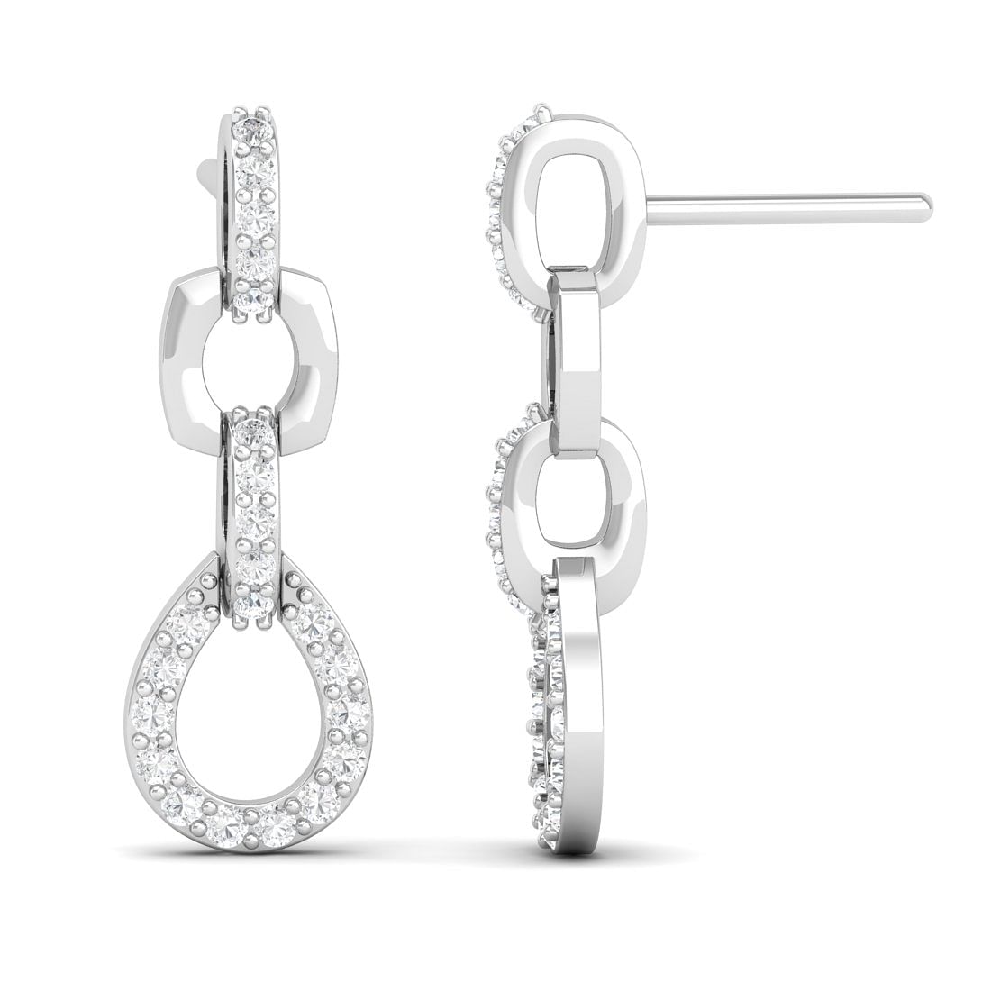 10k White Gold Drops Of Heaven Diamond Earrings For Gift