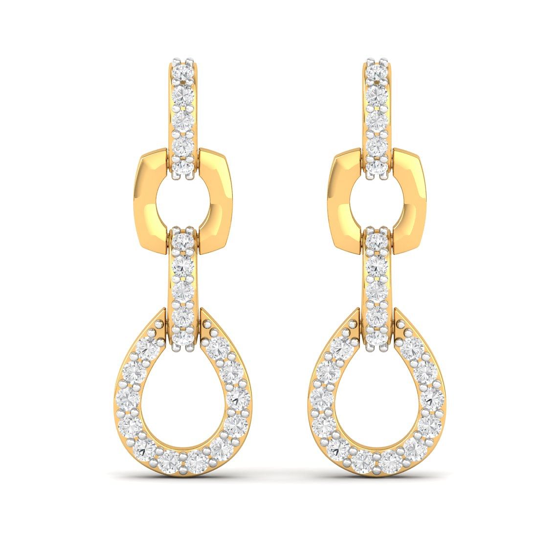 10k Yellow Gold Drops Of Heaven Diamond Earrings For Gift
