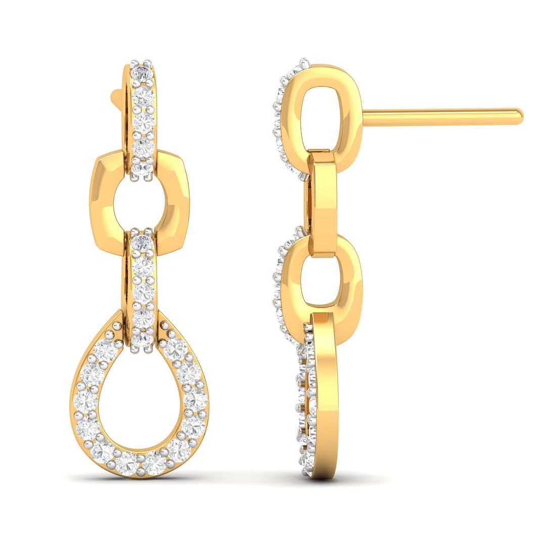 10k Yellow Gold Drops Of Heaven Diamond Earrings For Gift