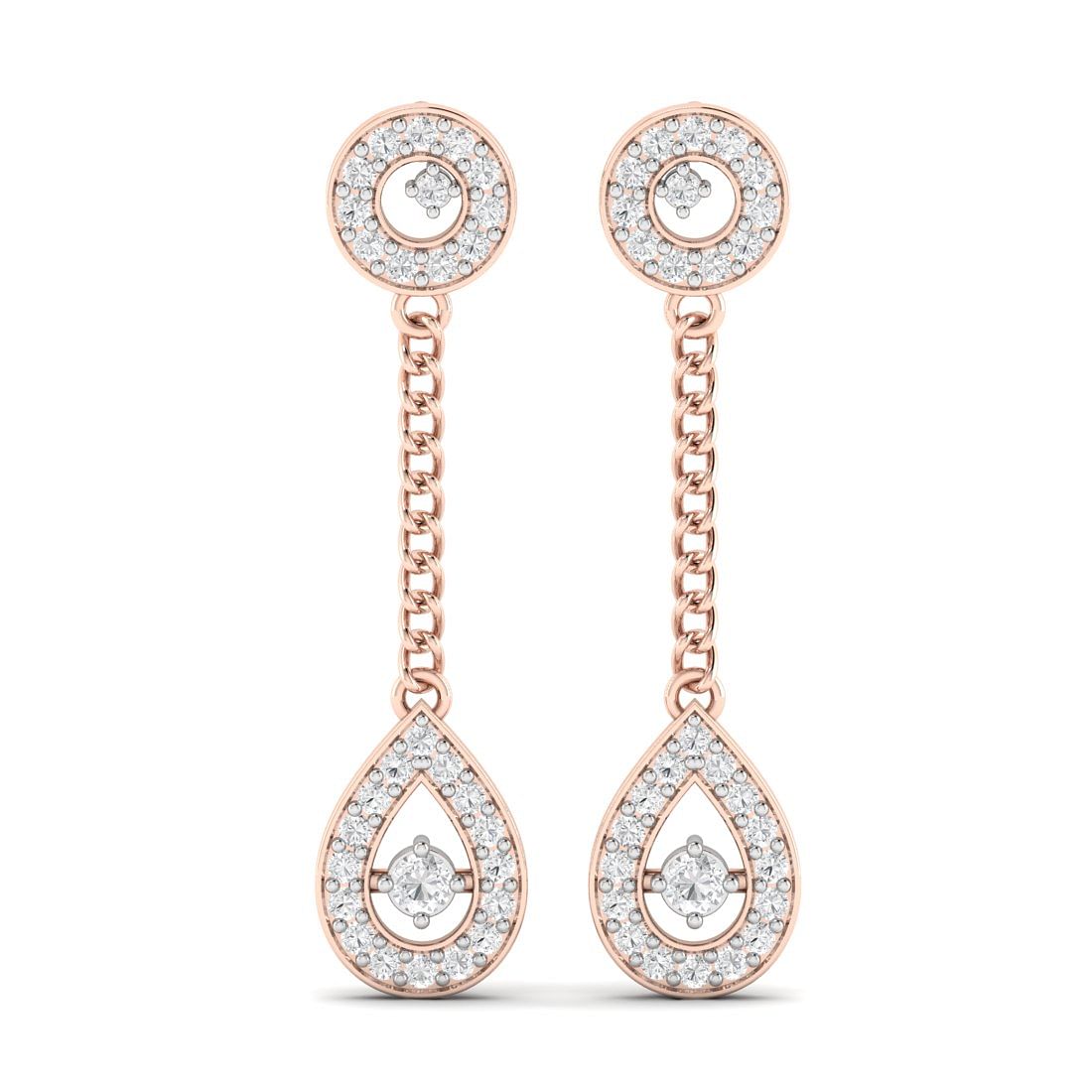 Modern Design Rose Gold Glinting Blossom Drop Diamond Earrings
