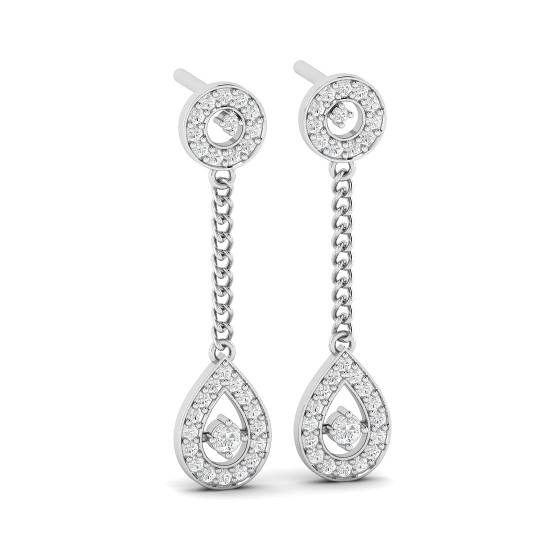 Modern Design White Gold Glinting Blossom Drop Diamond Earrings
