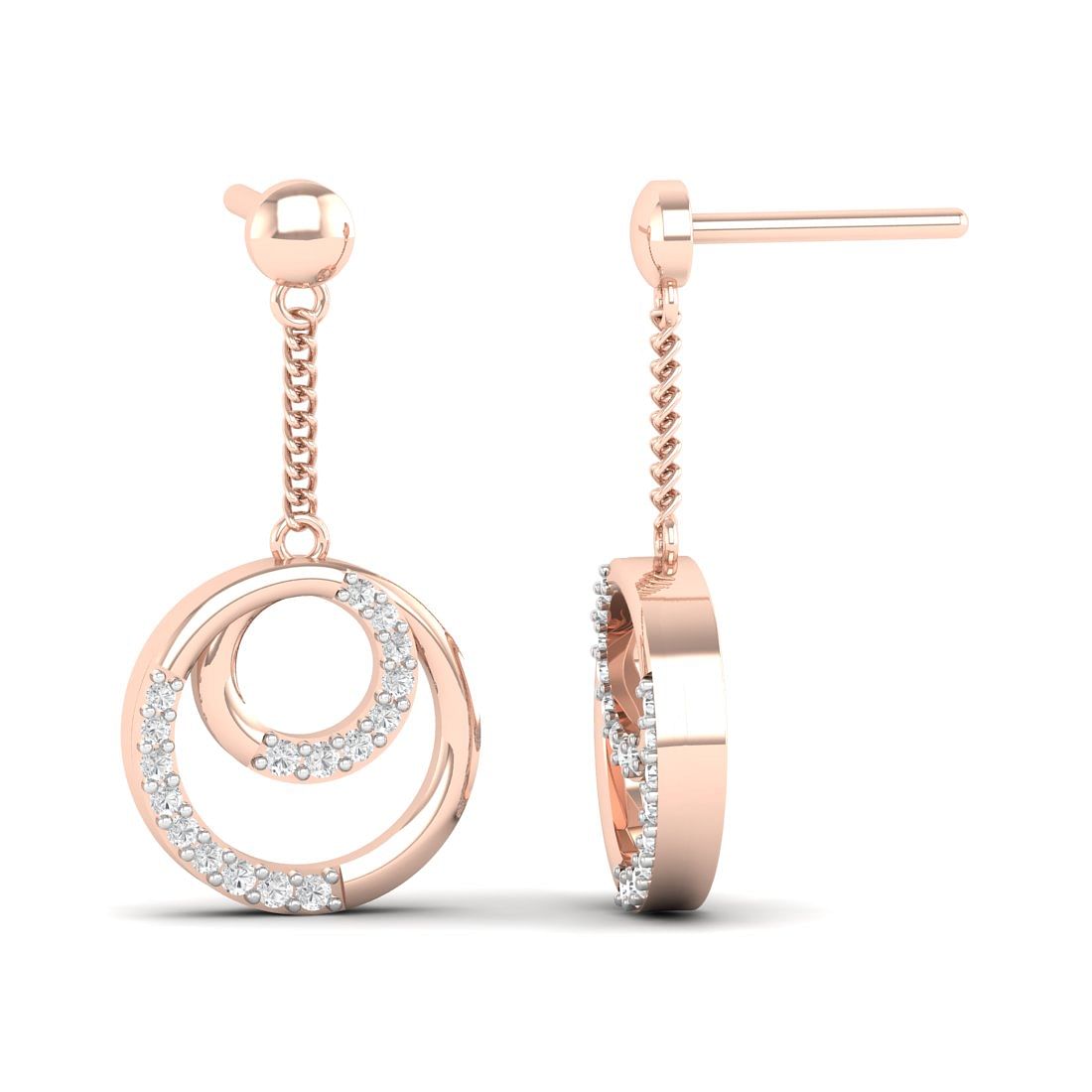 Rose Gold Madini Ripple Drop Diamond Earrings For Women