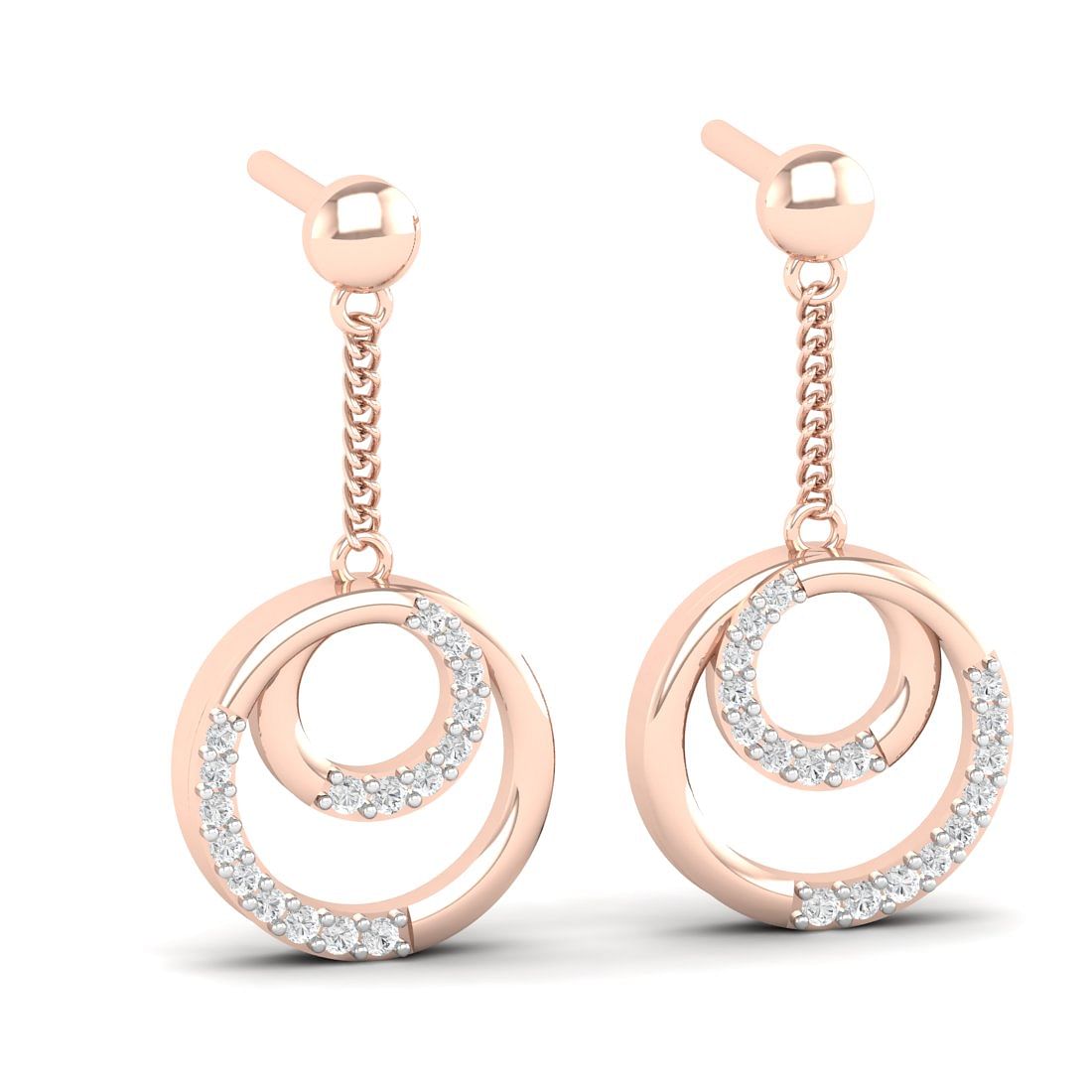 Rose Gold Madini Ripple Drop Diamond Earrings For Women