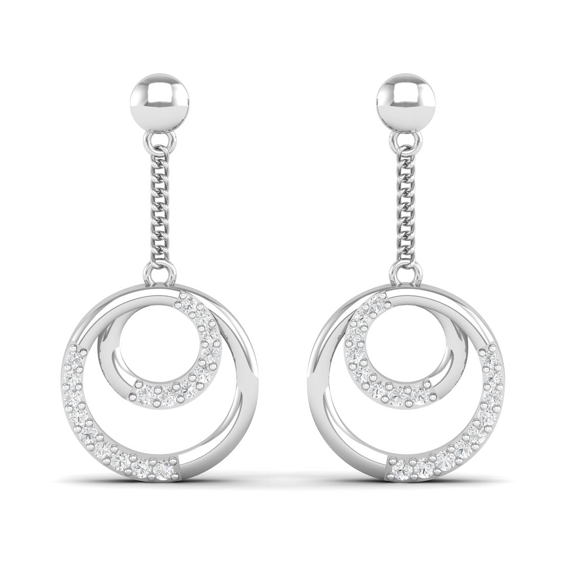 White Gold Madini Ripple Drop Diamond Earrings For Women