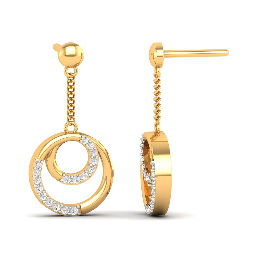 Yellow Gold Madini Ripple Drop Diamond Earrings For Women