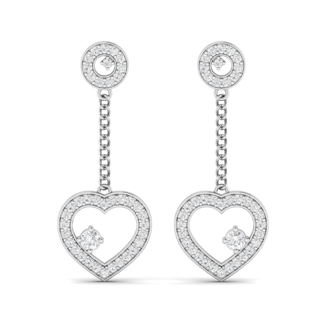 White Gold Anvi Heart Drop Diamond Earrings For Women