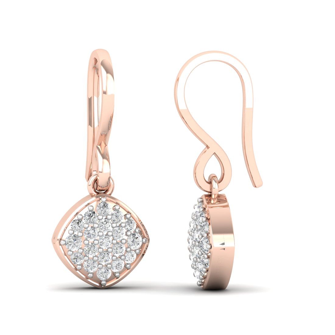 Rose Gold Kavya Quad Diamond Earrings For Gift