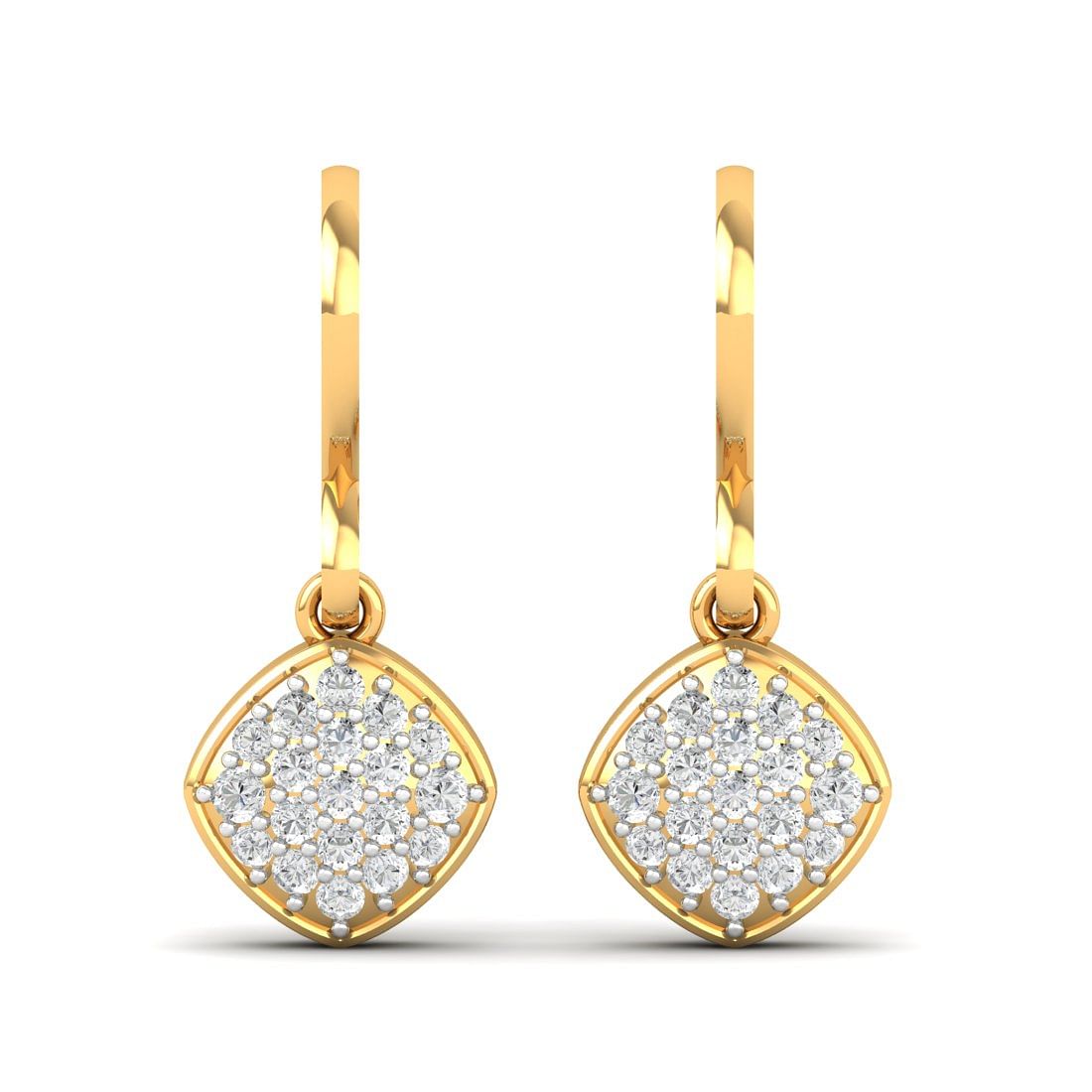 Yellow Gold Kavya Quad Diamond Earrings For Gift