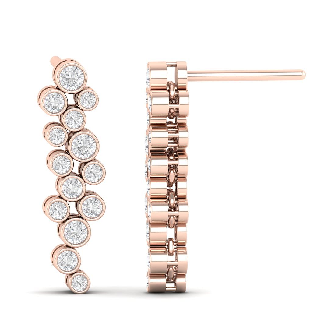 Rose Gold Pear Journey Drop Diamond Earrings For Women Anniversary Gift