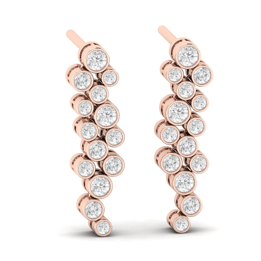 Rose Gold Pear Journey Drop Diamond Earrings For Women Anniversary Gift