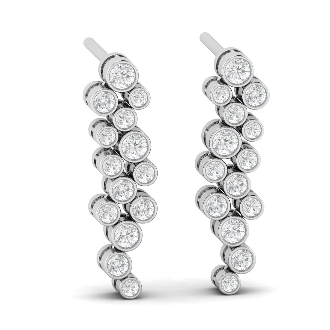 White Gold Pear Journey Drop Diamond Earrings For Women Anniversary Gift