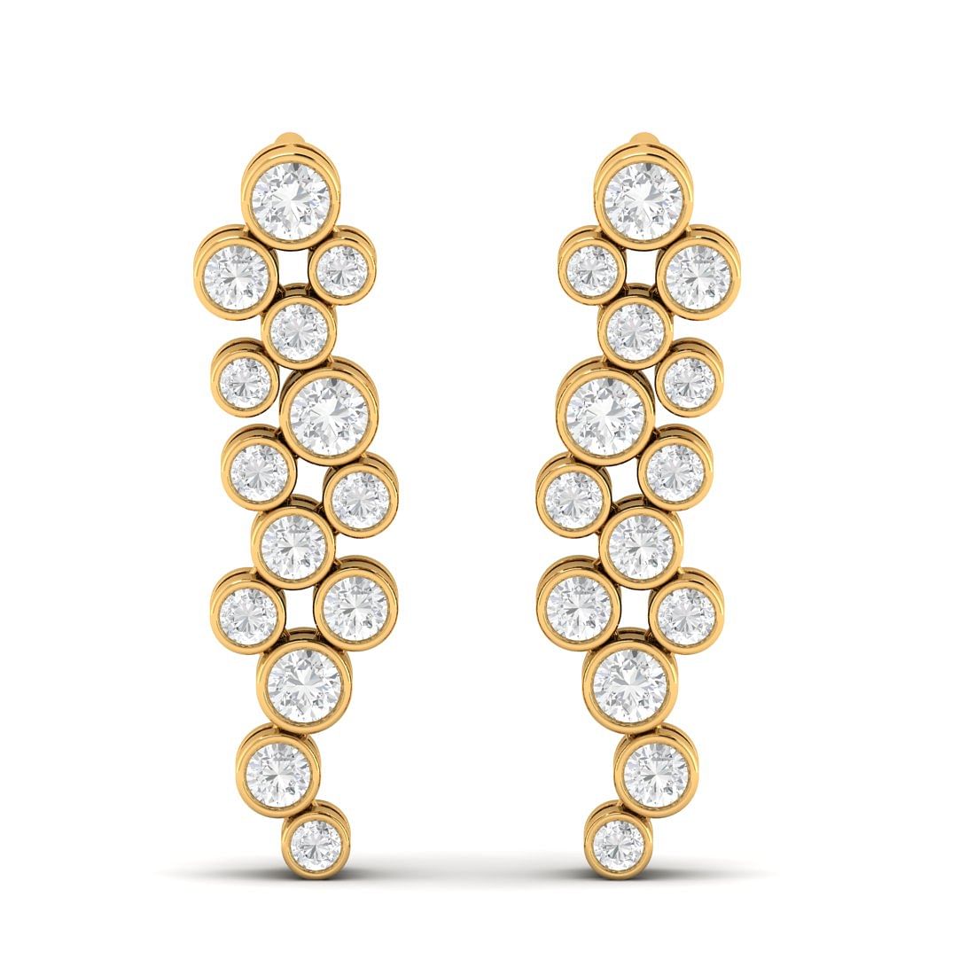 Yellow Gold Pear Journey Drop Diamond Earrings For Women Anniversary Gift