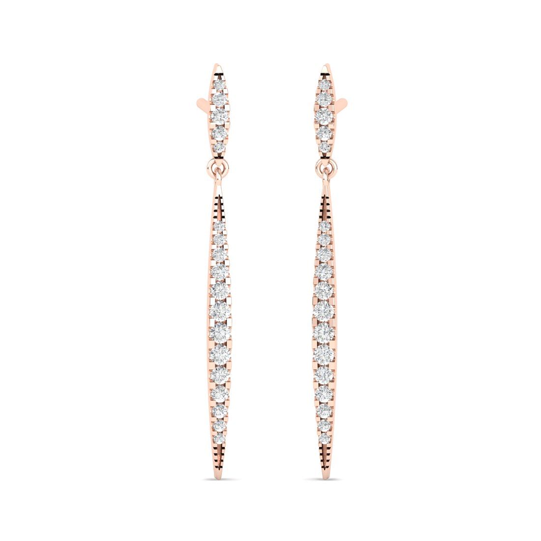 Rose Gold Linear Streak Drop Diamond Earrings