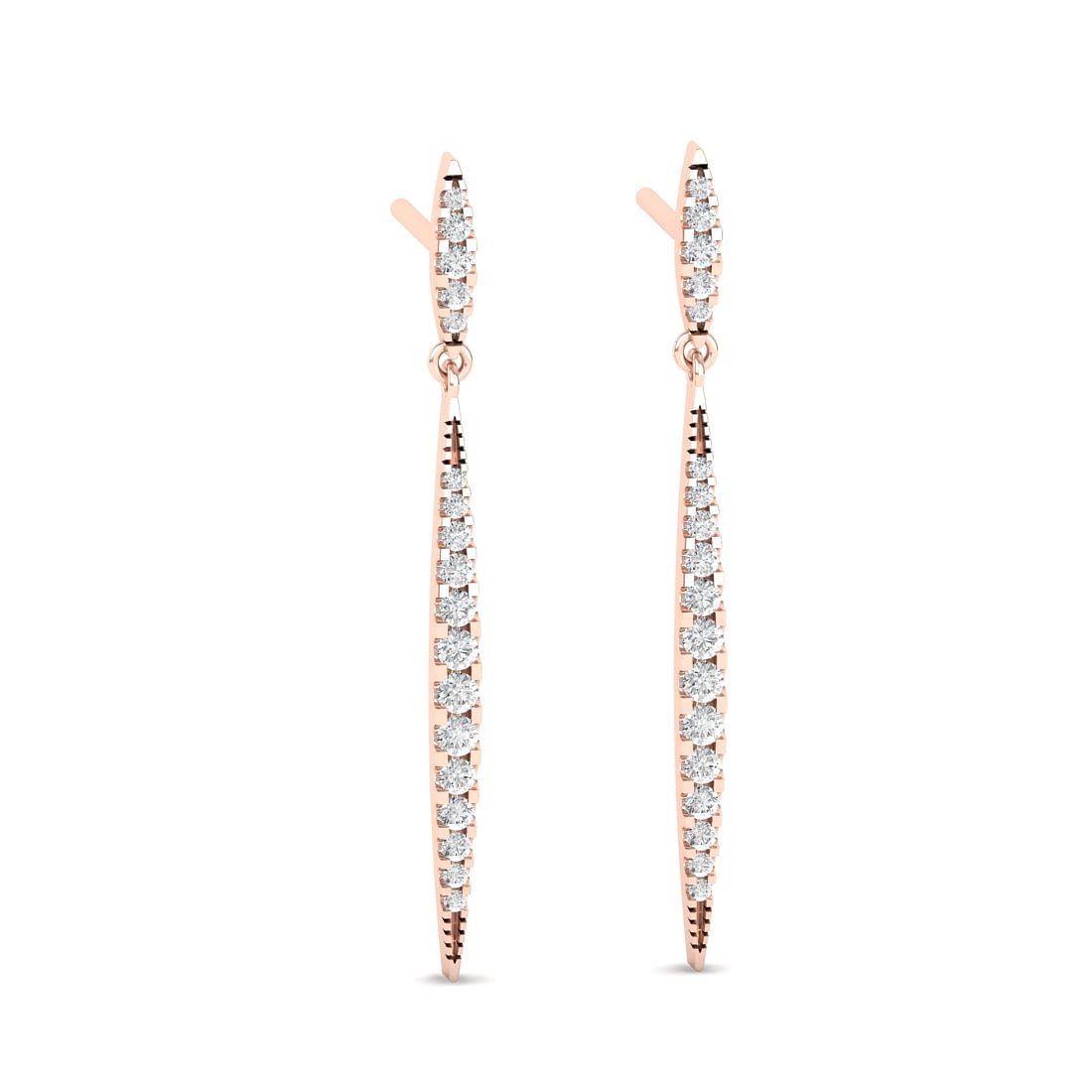 Rose Gold Linear Streak Drop Diamond Earrings