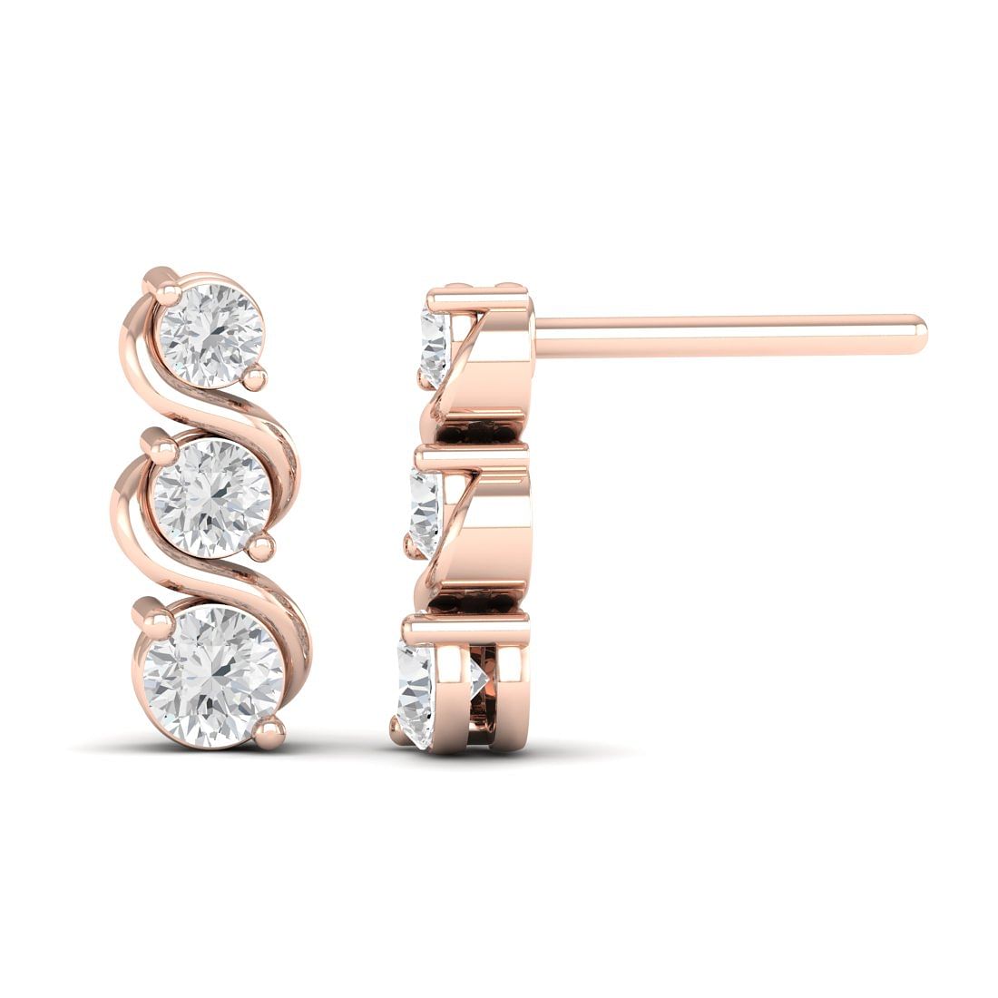 Chavvi Drop Rose Gold Diamond Earrings For Bridal Gift