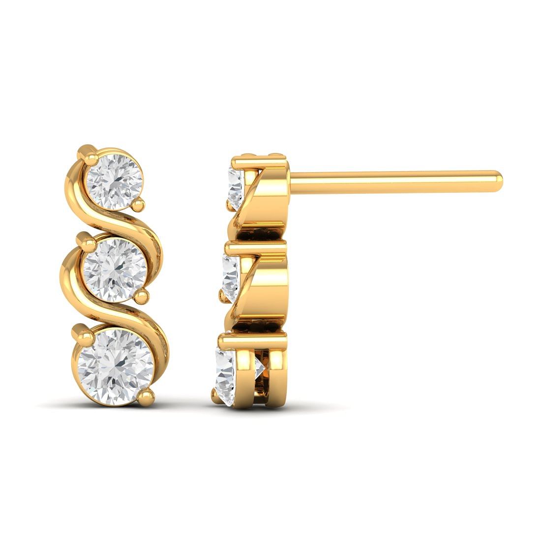 Chavvi Drop Yellow Gold Diamond Earrings For Bridal Gift