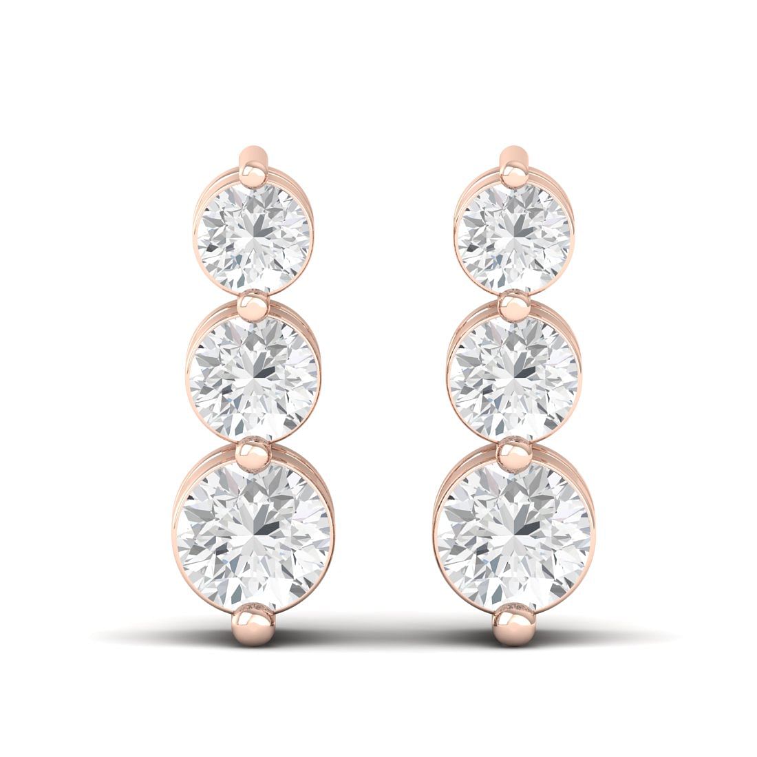 14k Rose Gold Aura Circle Drop Diamond Earrings For Women