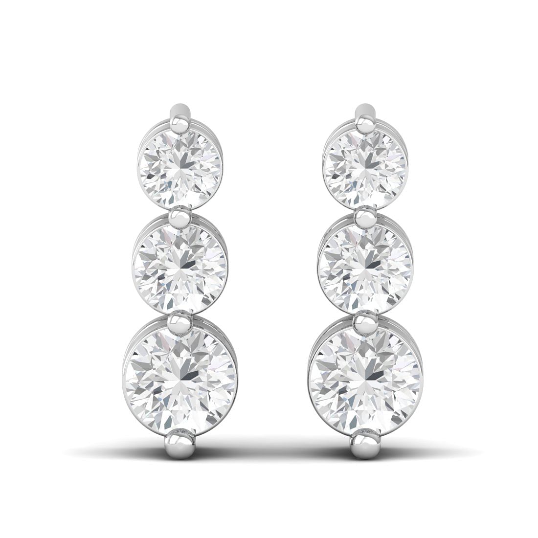 14k White Gold Aura Circle Drop Diamond Earrings For Women