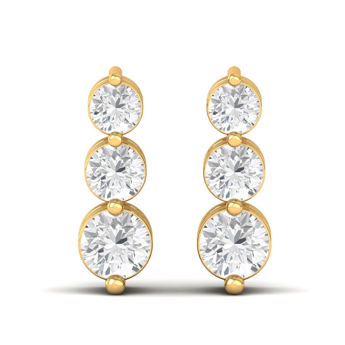 14k Yellow Gold Aura Circle Drop Diamond Earrings For Women