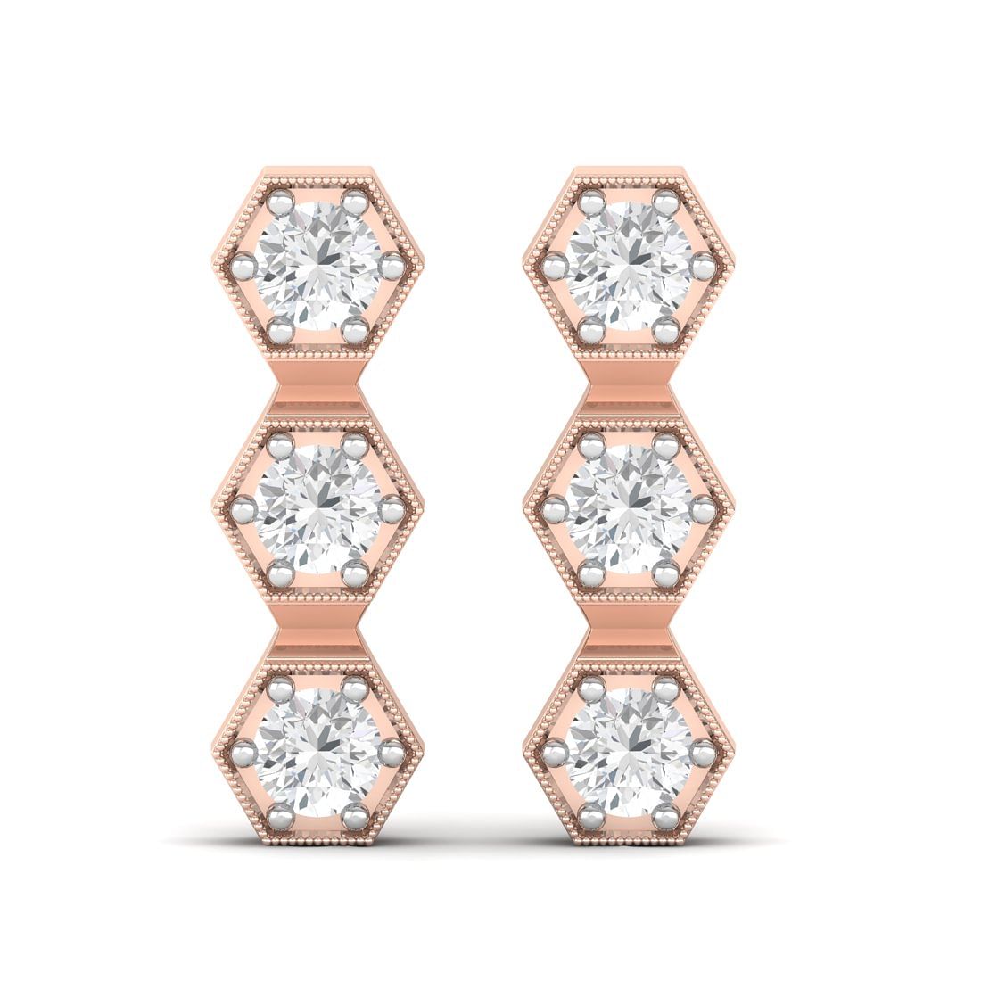 18k Rose Gold Enduring Drop Diamond Earrings for women