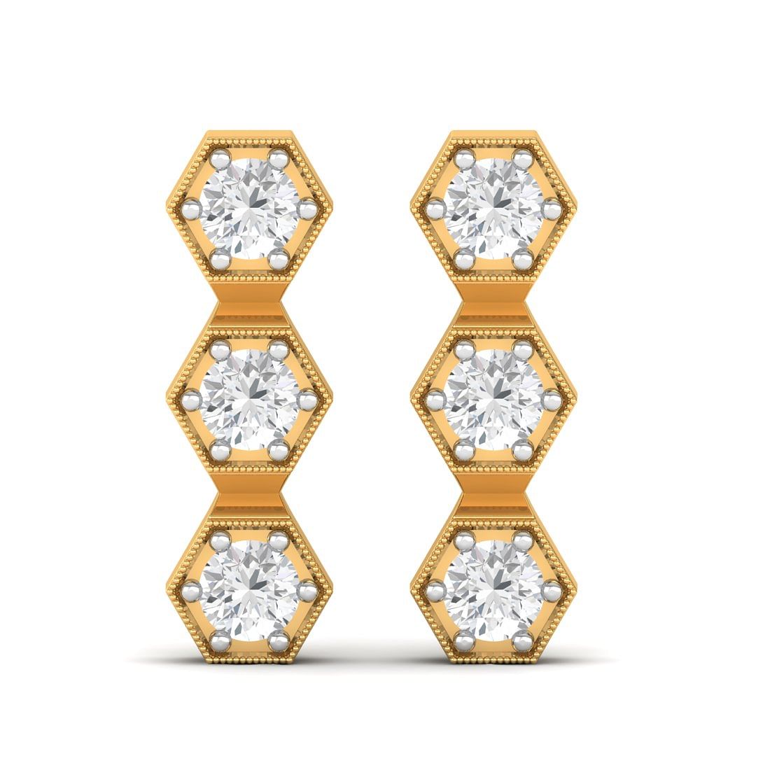 18k Yellow Gold Enduring Drop Diamond Earrings for women