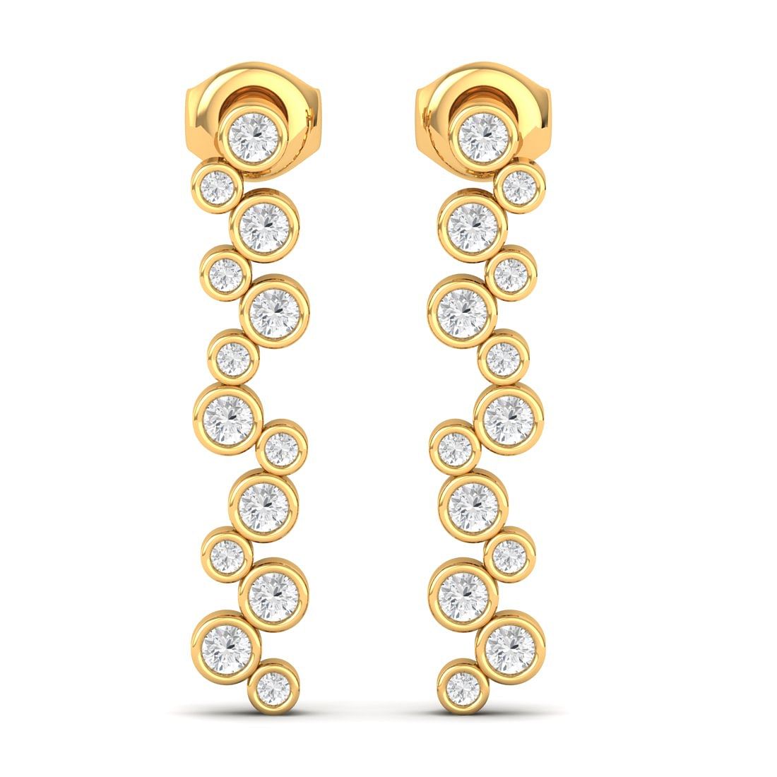 Rose Diamond Earrings with yellow gold earring