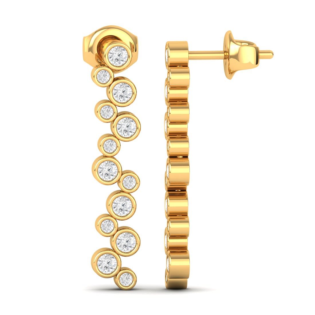 Rose Diamond Earrings with yellow gold earring