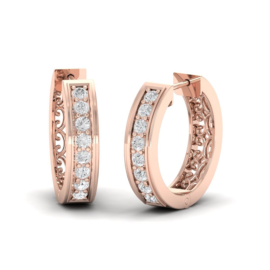 18k Rose Gold Urmi Ornate Diamond Stud Earrings for wedding