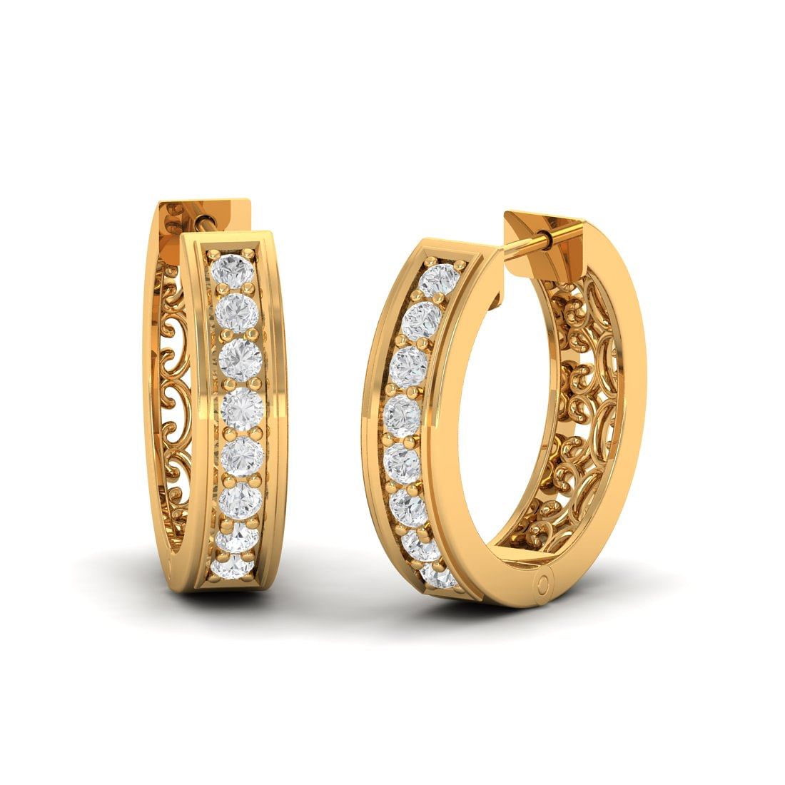 18k Yellow Gold Urmi Ornate Diamond Stud Earrings for wedding