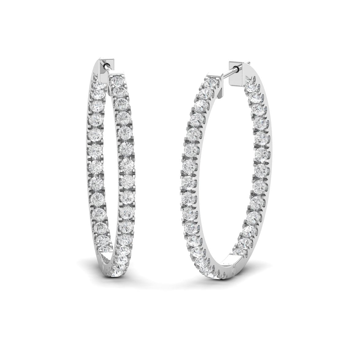 10k White Gold Classic Circular Diamond Earrings for women