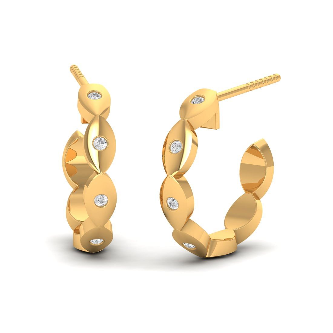 14k Yellow Gold Occhi Diamond Stud Earrings for women