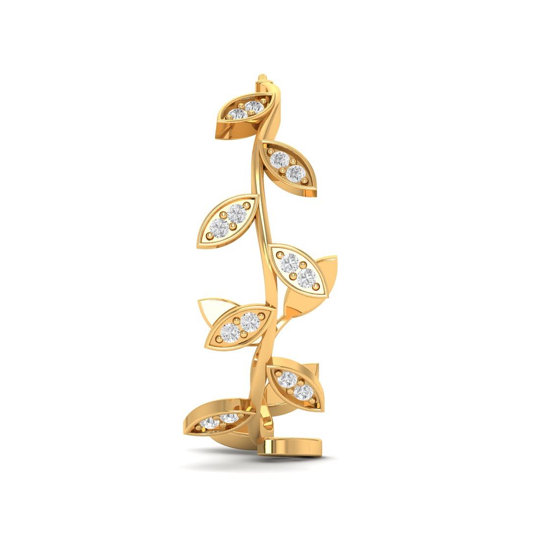 14k Yellow Gold Dazzling Petals Diamond Earring for daily wear
