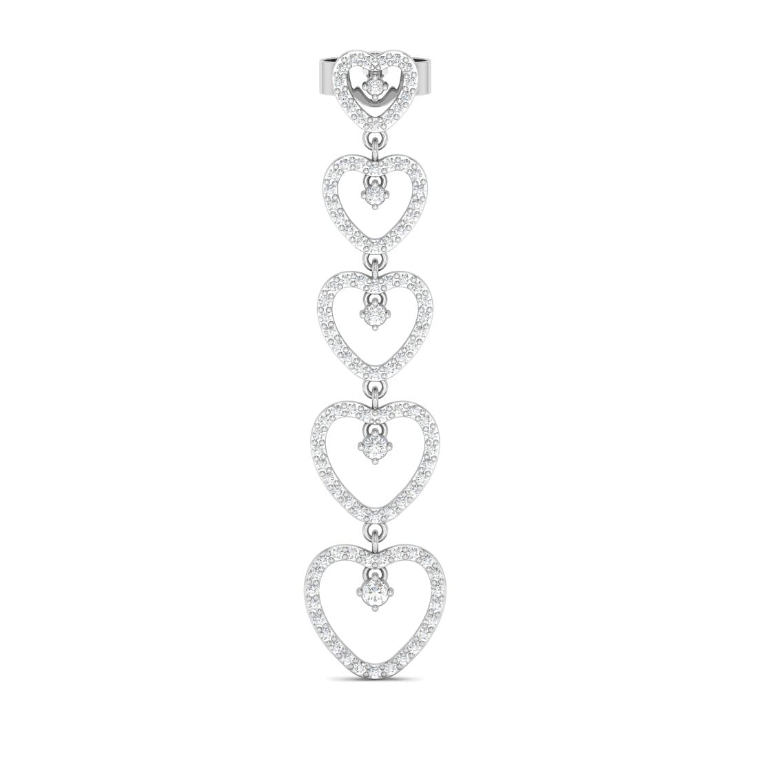 10k White Gold Fine Heart Drop Diamond Earrings for women