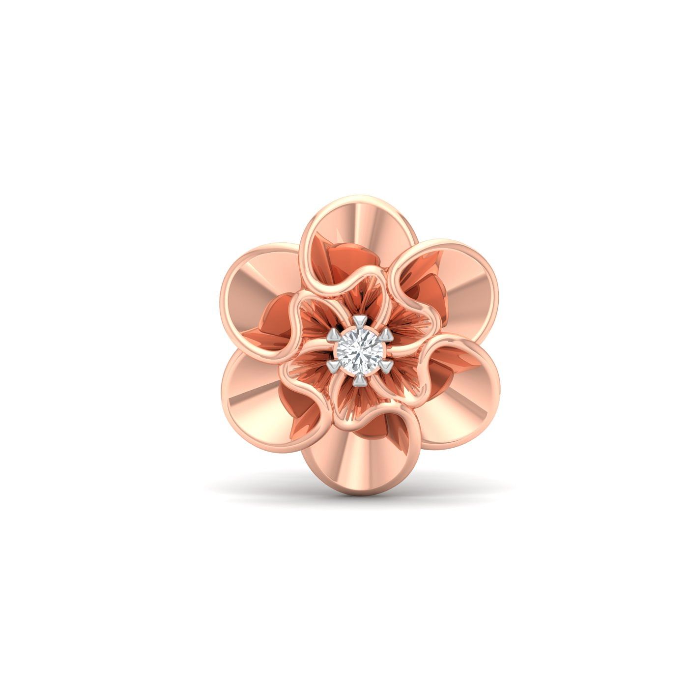 18k Rose Gold Delicate Rose Diamond Earrings for daily wear
