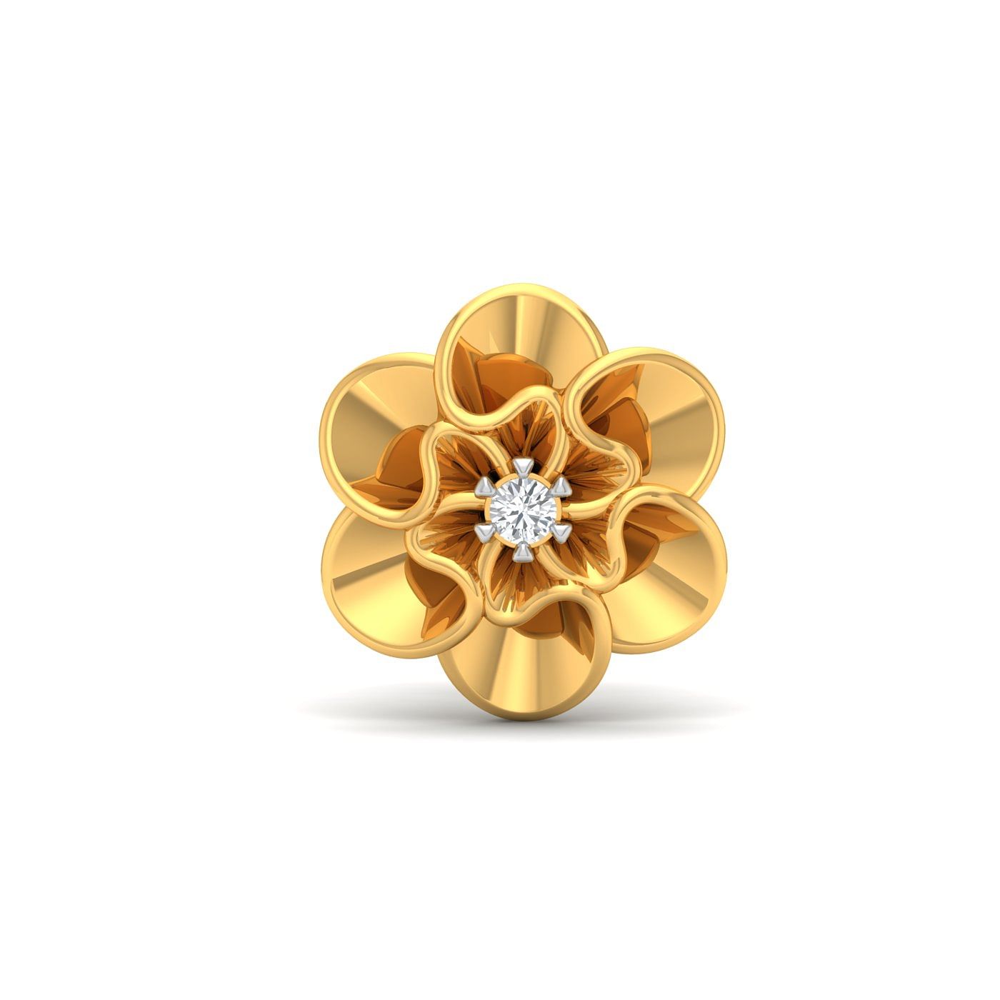 14k Yellow Gold Delicate Rose Diamond Earrings for daily wear