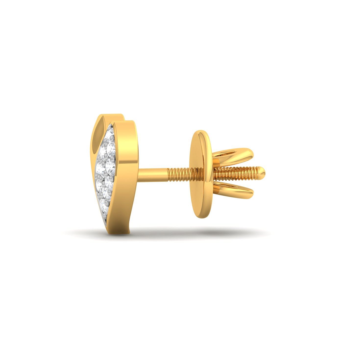 14k Yellow Gold Sparkling Heart Diamond Earrings for women